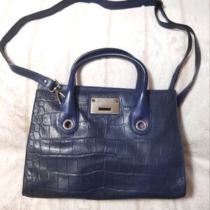 Jimmy Choo blue genuine crocodile leather shoulder bag